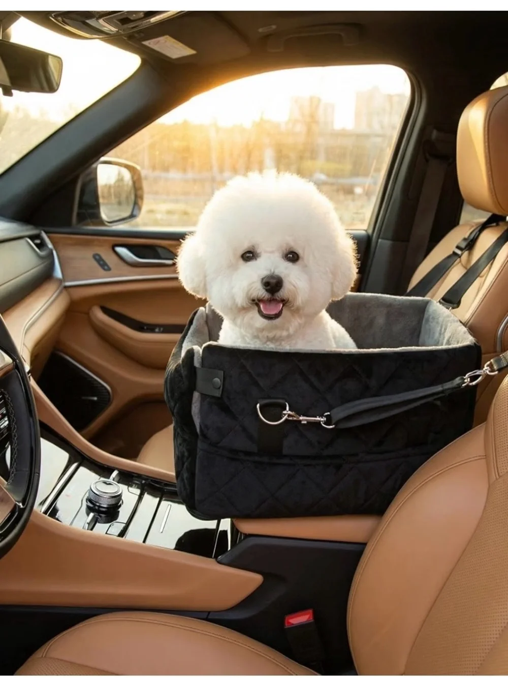 Black Dog Car Booster Seat - Secure Travel Pet Bed